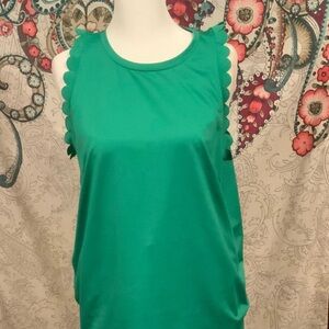 Crown & Ivy Green Scallop-Edge Tank Top NWOT Great Easter St Patricks Day Shirt